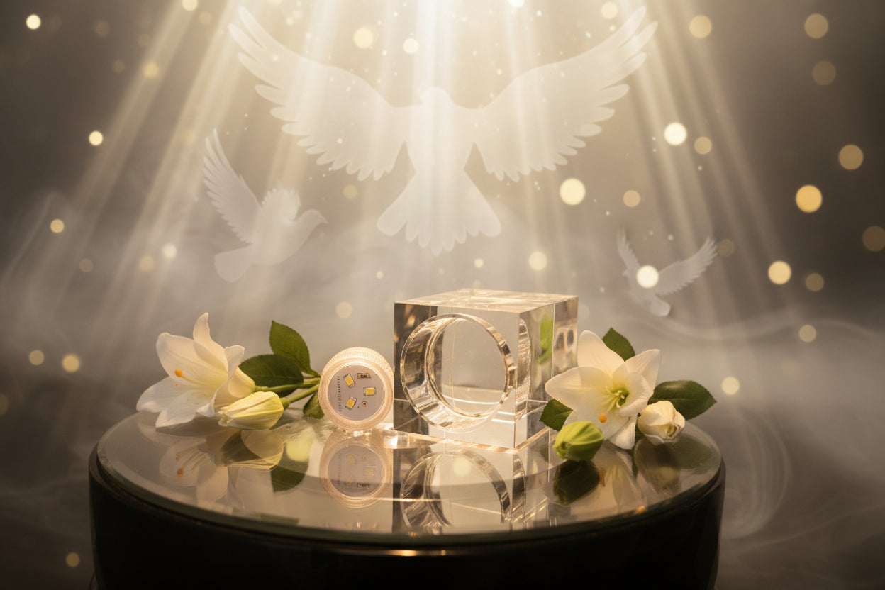 A tealight Crystal Memorial.